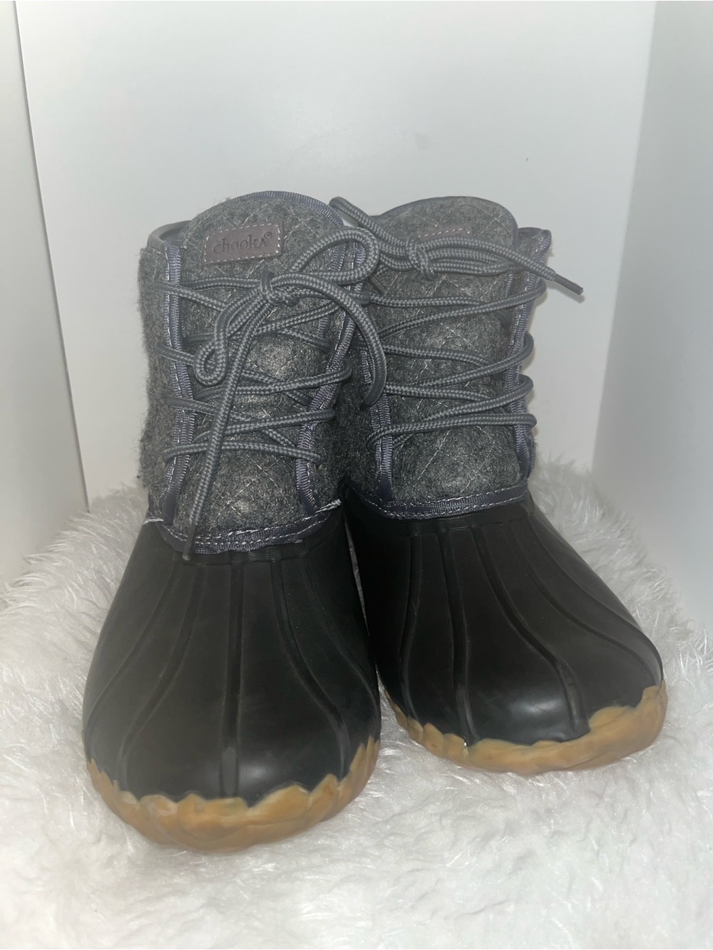 Women’s Chooka Eastlake Quilted Duck Boot Charcoal Grey Size 9 Wool 1128337B